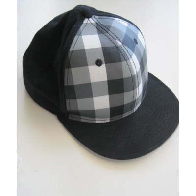CARBON BLACK & WHITE CHECK SNAP BACK BASEBALL CAP HAT  eb-22712587
